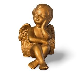 Vintage Gold Angel Cherub Figurine Decorative Statue Gothic Home Decor